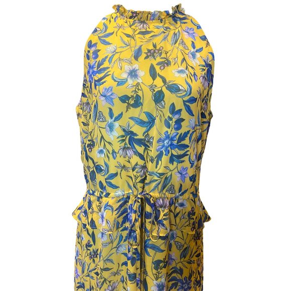 Sam Edelman Sheer Yellow Layered Floral Dress Size 10 - Picture 6 of 16